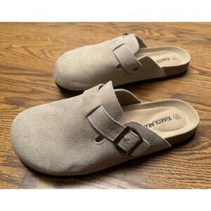 Xiakolaka Women’s Suede Clogs w/ Adjustable Buckle Strap,‎ US 10